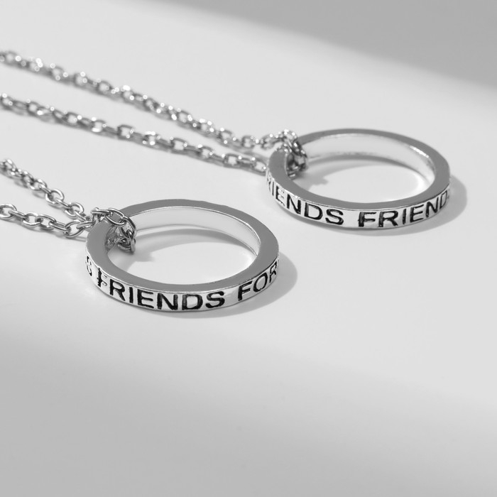 Кулоны &laquo;Неразлучники&raquo; friends forever, кольца, цвет серебро, 45 см