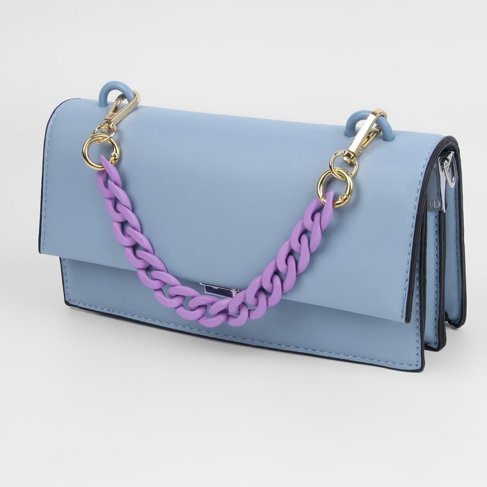 Цепочка для сумки, с карабинами, пластиковая, 23 &times; 17 мм, 30 см, цвет сиреневый/золотой