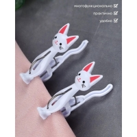 Прищепки бельевые &laquo;Коты&raquo;, 7 см, 4 шт, цвет белый