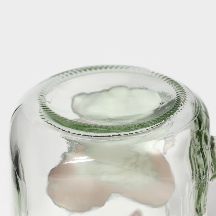 Кружка стеклянная Доляна &laquo;Котик&raquo;, 450 мл, 10&times;7,5&times;13 см, с ручкой, крышкой и трубочкой