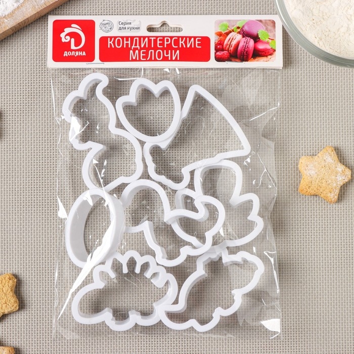 Набор форм для печенья Доляна &laquo;Хищные динозавры&raquo;, 8 шт, цвет белый