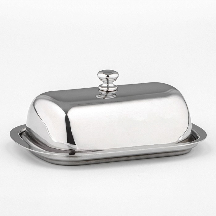 Маслёнка из нержавеющей стали, 16&times;12&times;7 см, цвет серебряный
