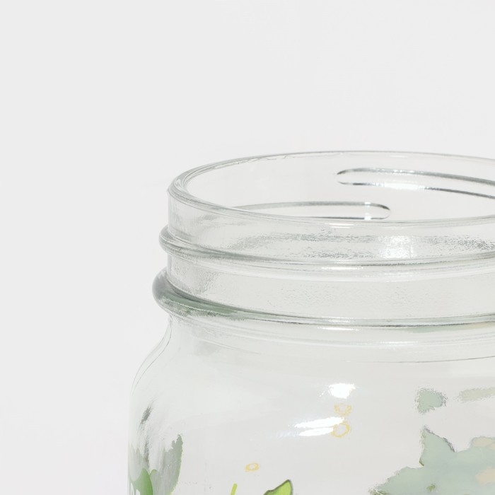 Набор кружек стеклянных Доляна &laquo;Яркий лимонад&raquo;, 2 предмета: 2 кружки с крышками и трубочками 450 мл