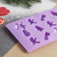 Форма для конфет и шоколада новогодняя Доляна &laquo;Ёлочки - иголочки&raquo;, силикон, 30&times;17,3&times;1,3 см, 15 ячеек, цвет сиреневый