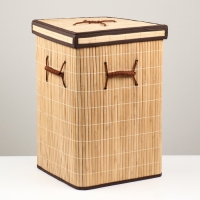 Корзина для хранения, с ручками, складная, 34&times;34&times;52 см, бамбук,джут