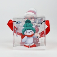 Коробка подарочная новогодняя складная ПВХ, &laquo;Дед Мороз&raquo;, 10 х 10 х 10 см, Новый год