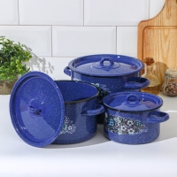 Набор эмалированных кастрюль &laquo;Голубика&raquo;, 3 предмета: 1,5 л, 2,9 л, 4,5 л