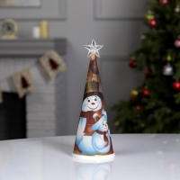 Светодиодная фигура &laquo;Ёлка со снеговиками&raquo; 7.5 &times; 21 &times; 7.5 см, пластик, батарейки CR2032х1 (в комплекте), свечение мульти