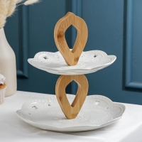 Блюдо керамическое 2-х ярусное Доляна &laquo;Сьюзен&raquo;, 25&times;20&times;27 см, цвет белый