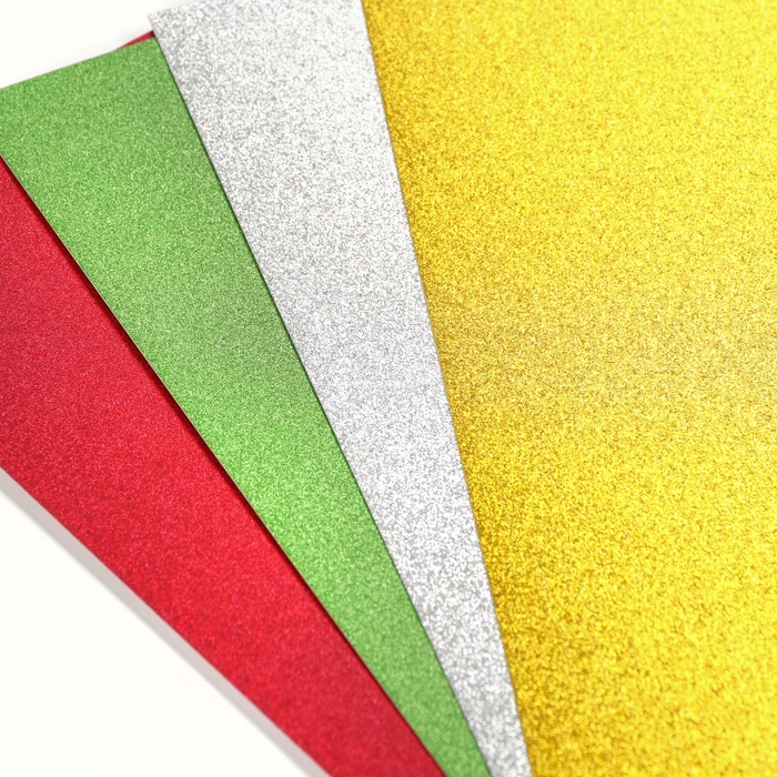 Картон цветной с блёстками, А4, 12 листов, 12 цветов, немелованный, двусторонний, в папке, 250 г/м&sup2;, Смешарики