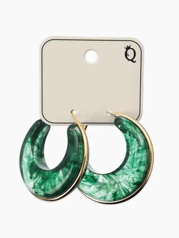 Серьги-кольца акрил "Тренд", цвет изумрудный в золоте