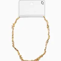 Колье "Мятое" тонкое, цвет золото 35см+ удл