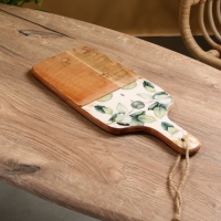 Доска разделочная прямоугольная "Листья" дерево манго 41х18 см