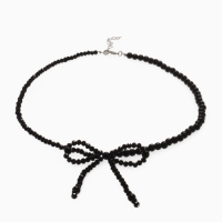 Бусы &laquo;Бантик&raquo; бусина №4,6, цвет чёрный в серебре, 40 см