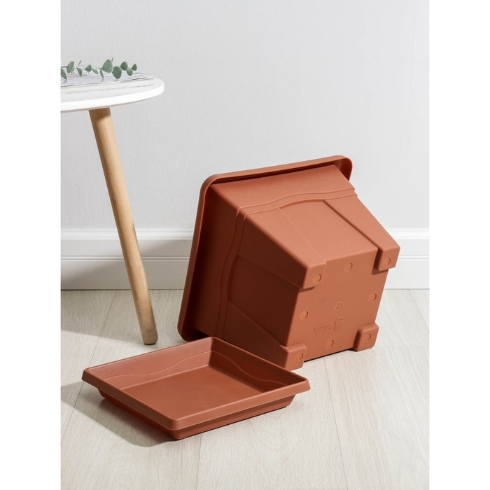 Горшок с поддоном &laquo;Квадро&raquo;, 12,2 л, цвет терракотовый