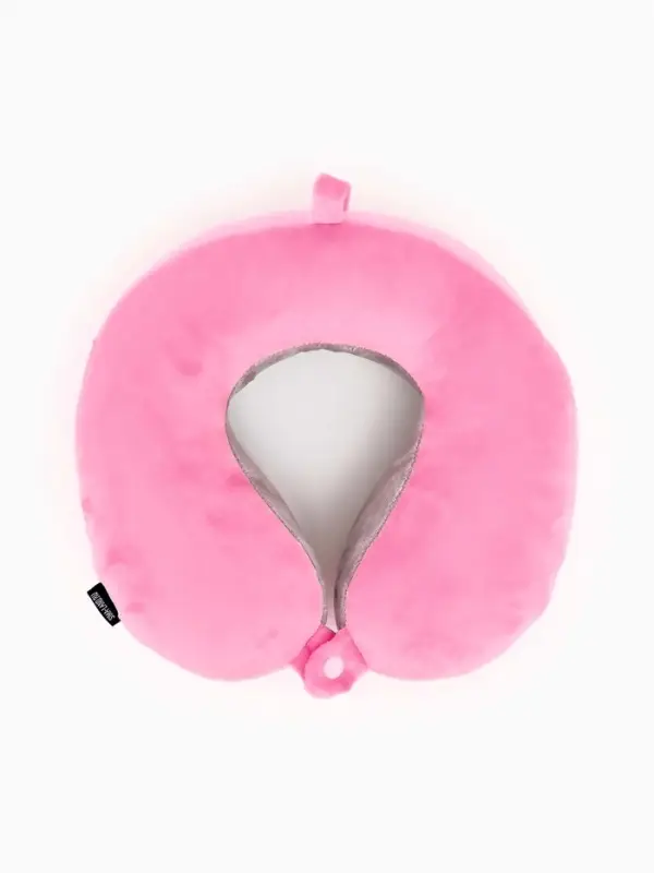 Подушка для путешествий бархатная формовая "Самолет", розовая