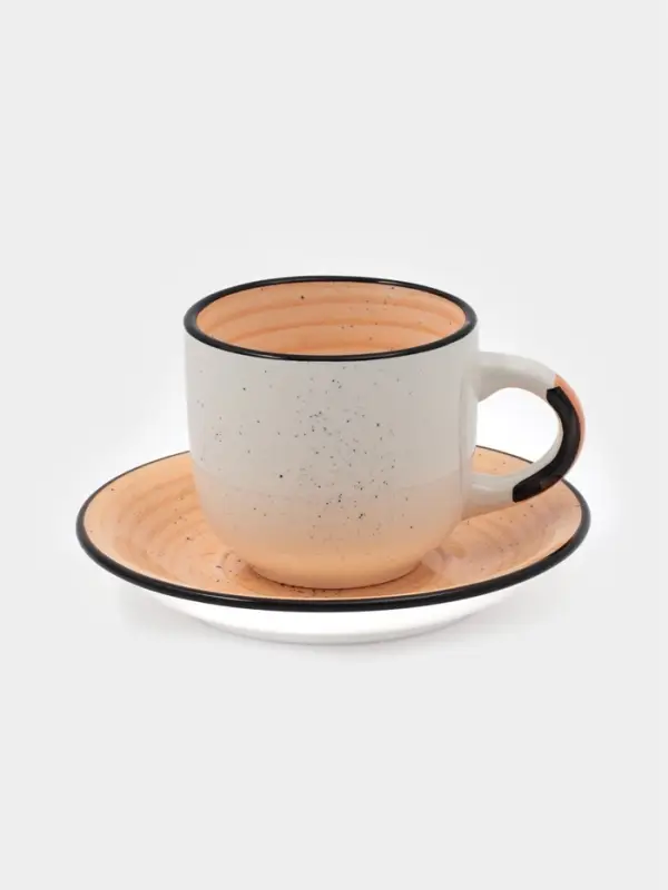 Чайная пара Доляна "Nature" 260 мл, блюдце 15 см песоч в крапинку