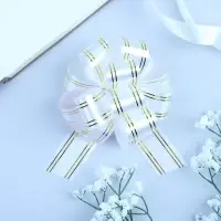 Бант - шар № 3 золотая полоса, белый