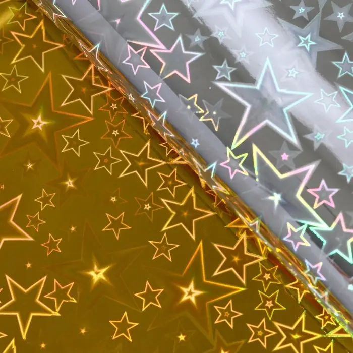 Бумага голографическая &laquo;Звездопад&raquo;, ярко-жёлтая, 70&times;100 см