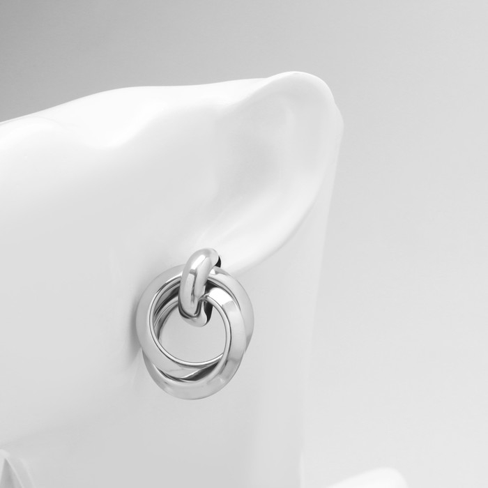 Серьги металл &laquo;Геометрия&raquo; круги на кольце, цвет серебро