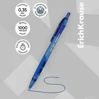 Ручка шариковая автоматическая ErichKrause XR-30, узел 0.7 мм, чернила синие, резиновый держатель, длина линии письма 1000 метров