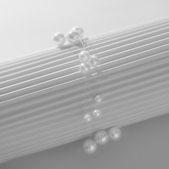 Браслет жемчуг &laquo;На леске&raquo;, 3 нити, бусины №4, 6, 8, цвет белый в серебре, 16 см