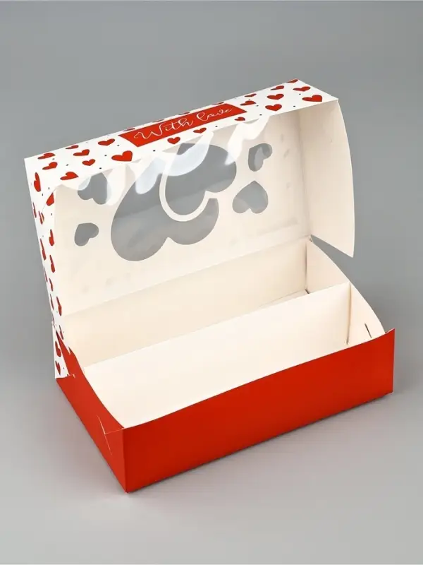 Кондитерская упаковка для макарун с окном, &laquo;С любовью&raquo;, 11 х 19 х 5.5 см