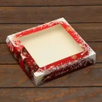 Коробка складная с окном &laquo;Новый год&raquo; 20&times;20&times;4 см