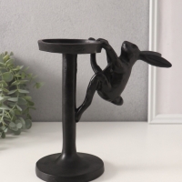 Подсвечник полистоун на 1 свечу "Мартовский заяц" чёрный 20х10,5х19,5 см