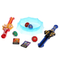 Набор волчков с мечом ULTRA SPIN &laquo;Сражение гладиаторов&raquo;, 4 волчка, 2 устройства запуска, арена