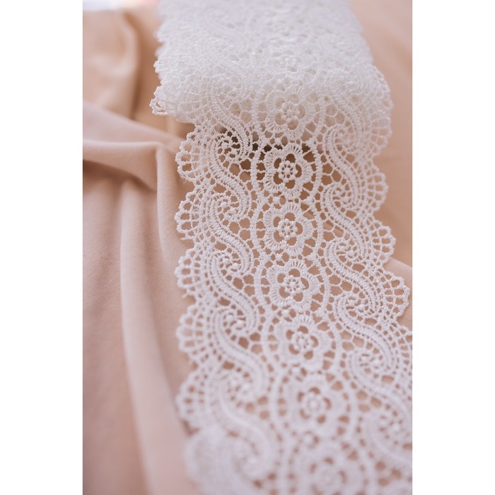 Кружево гипюровое, 105 мм &times; 6,8 &plusmn; 0,5 м, цвет белый