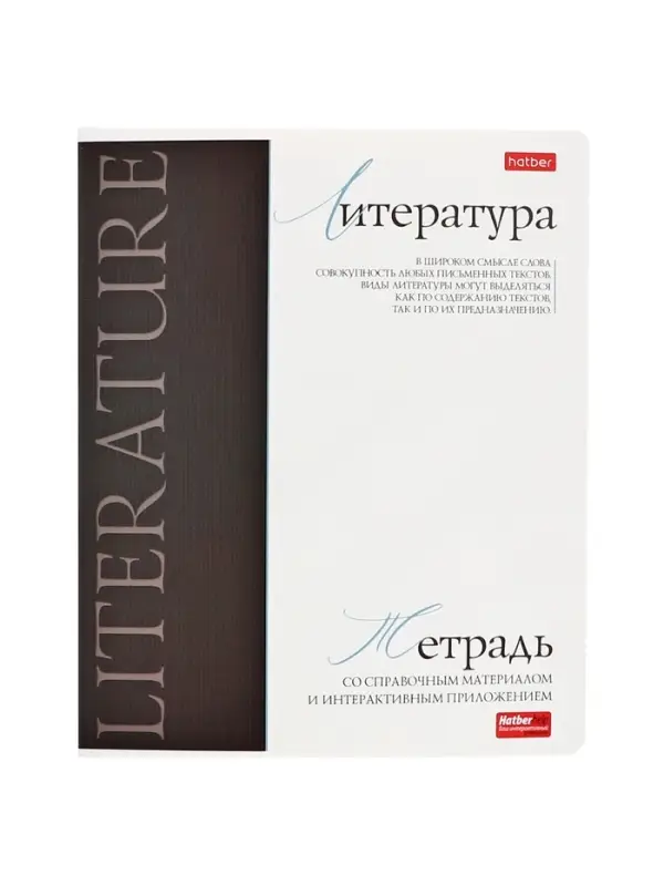 Тетрадь 48 листов в линию &laquo;Буквица&raquo; ЛИТЕРАТУРА, обложка мелованный картон, матовая ламинация, тиснение фольгой, с интерактивным справочником...