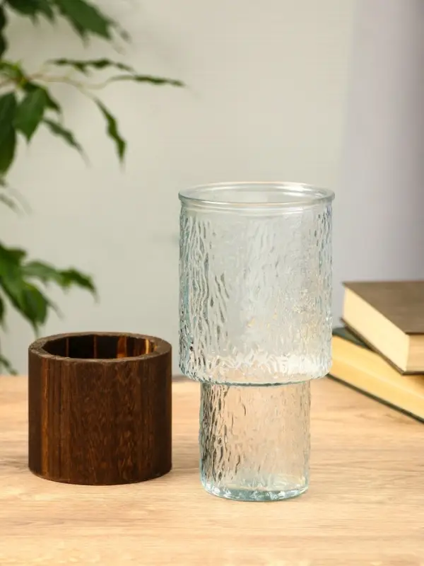 Ваза стекло настольная "Лесли" размытость, 20х10 см, прозрачный