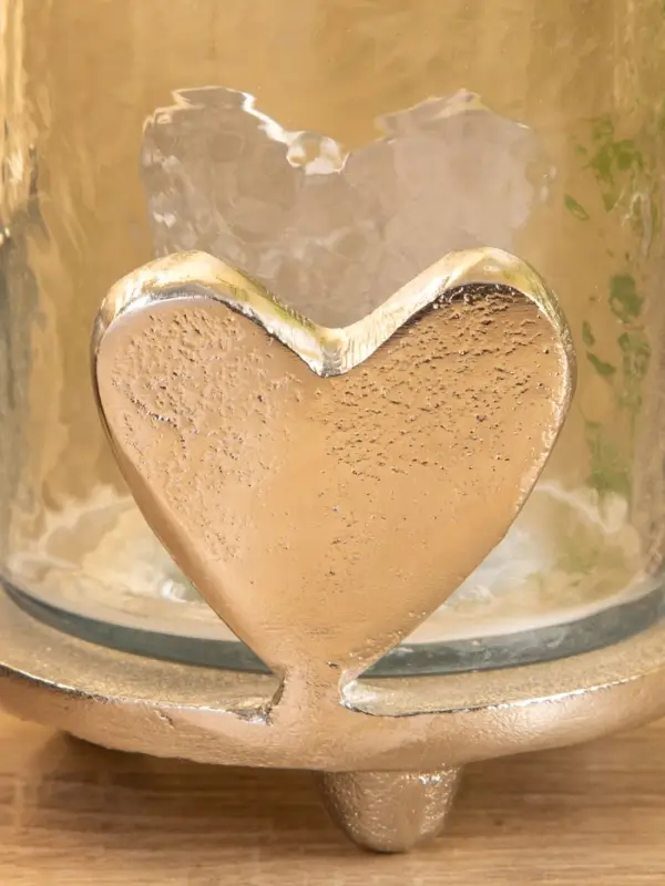 Подсвечник со стеклом "Сердце" алюминий 10х10х10 см