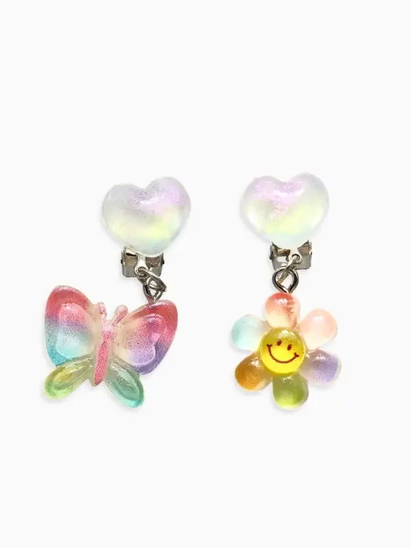 Серьги-клипсы детские Выбражулька &laquo;Бабочка&raquo;, сияющие, цветные
