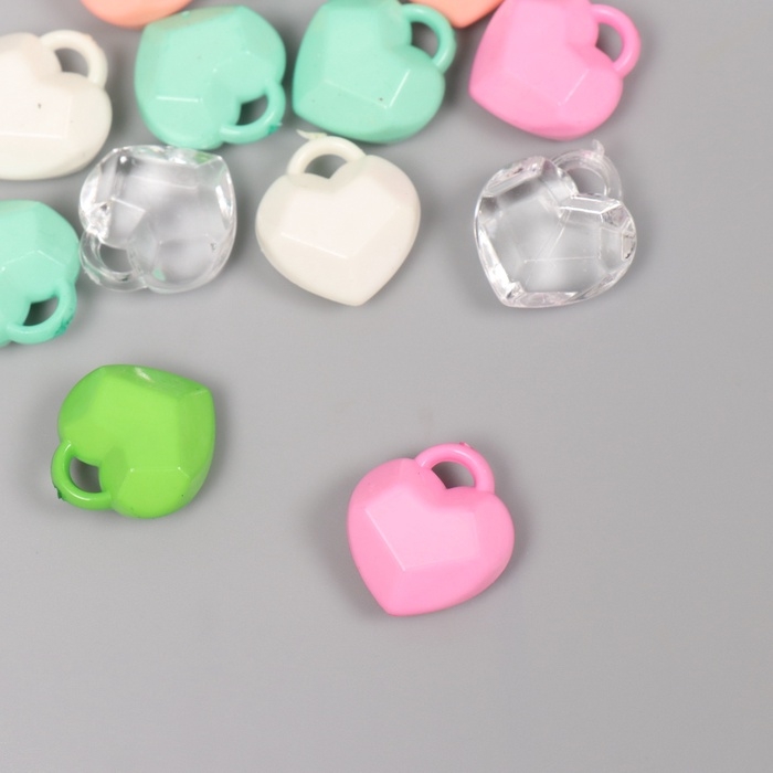 Декор для творчества пластик "Сердечко ромбиком" МИКС набор 20 гр 1,9х1,7х0,8 см