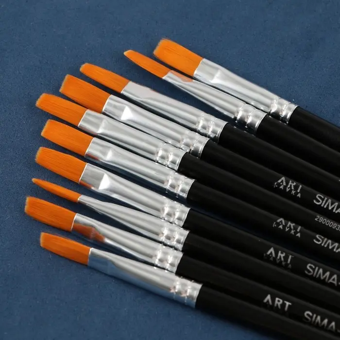 Кисть для рисования Синтетика Плоская №10 (ширина обоймы 7 мм; длина ворса 11 мм)