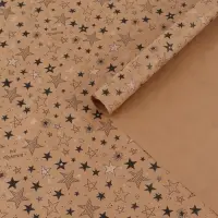 Бумага упаковочная крафтовая &laquo;Звёзды&raquo;, 70 &times; 100 см