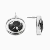 Серьги "Кристалл" круг, цвет прозрачно-чёрный
