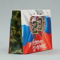 Пакет подарочный ламинированный, упаковка, &laquo;С 23 февраля&raquo;, S 15 х 12 х 5.5 см