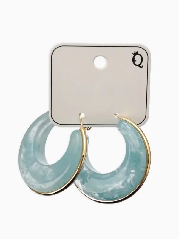 Серьги-кольца акрил "Тренд", цвет голубой в золоте