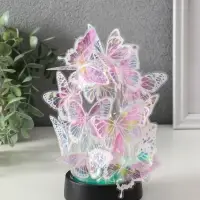 Сувенир пластик "Бабочки на колбе" LED 2хAG13 + наклейки бабочки 8,5х8,5х15 см