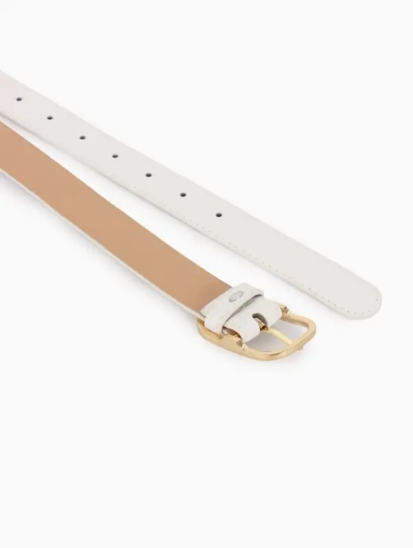 Ремень жен 05-01-01-01, Июнь2512, 3*0,3*110 см, без винта, пряж золото, 1 прокол, белый