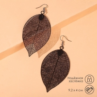 Серьги металл &laquo;Лист липы&raquo;, цвет чёрный