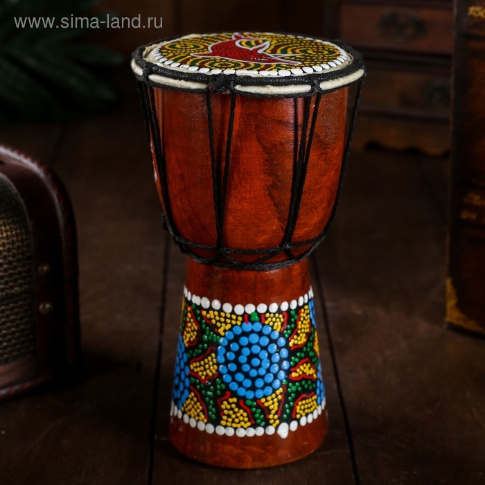 Сувенирный музыкальный инструмент "Барабан Джембе Цветочный узор" 11x11x20 см МИКС