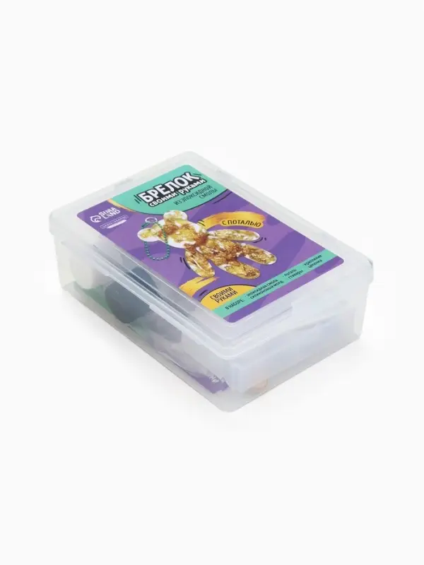 Набор для создания брелока из эпоксидной смолы "Мишка" с поталью