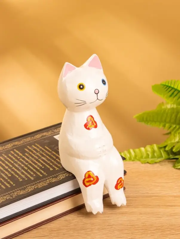 Сувенир &laquo;Кот сидячий&raquo;, 7&times;5&times;15 см, дерево, белый