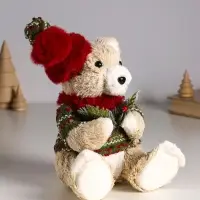 Декор "Медведь в свитере и колпаке, с еловой веткой" 16х15х27 см