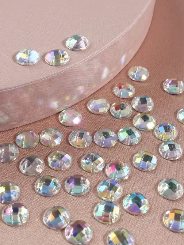 Стразы пришивные &laquo;Шатон&raquo;, круглые, из органического стекла, с голографией, d=8 мм, 50 шт.