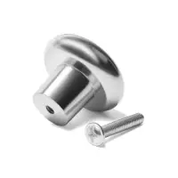 Ручка-кнопка ТУНДРА РК101, цвет хром с черной вставкой